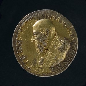 Medalha de retrato de Clemente VII (1523-34) 1533 (bronze) (para o reto ver 108639)